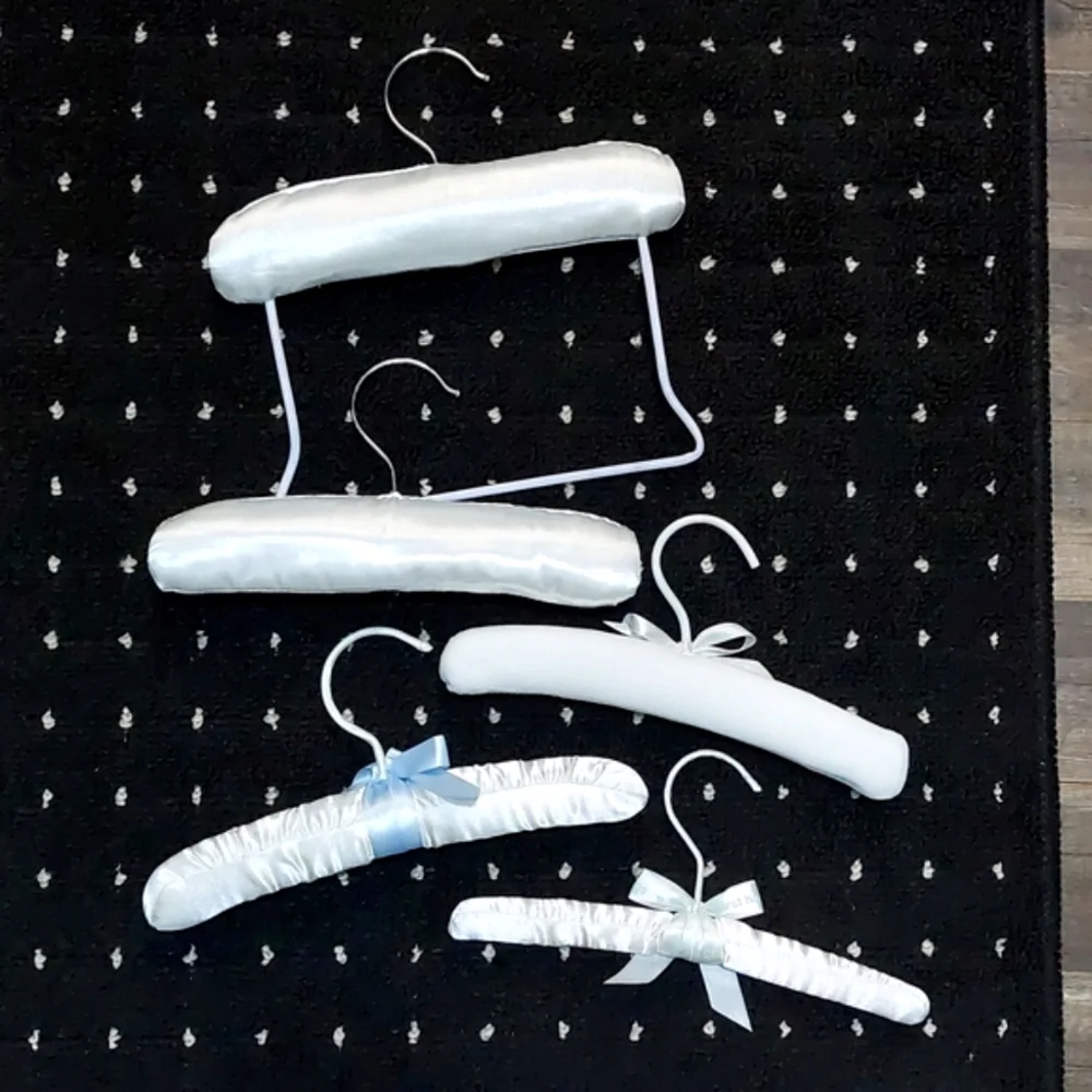 Satin•Cotton Emboidered•Padded Children's Boutique Hanger Assortment • Set of 5